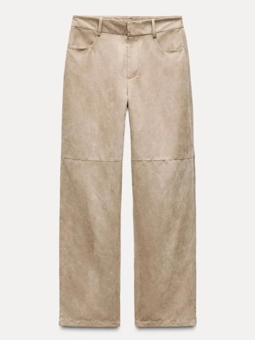 Zara Cream Beige Faux Suede Straight Leg Pants – Women’s Size [ LARGE ]